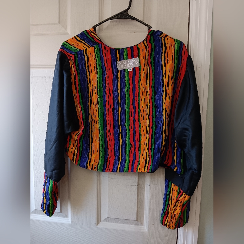 VINTAGE 90S RETRO REVERSIBLE CROPPED BLAZER - Picture 3 of 5